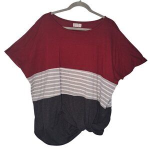 Maurices Colorblock Dolman Sleeve Twist Front Top Plus Size 2